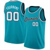 Men's Custom Teal White-Black Round Neck Rib-Knit Basketball Jersey