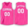 Men's Custom Pink White V-Neck Basketball Jersey