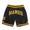 Men's Custom Black Black-Gold Authentic Throwback Basketball Shorts