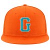 Custom Orange Aqua-White Stitched Adjustable Snapback Hat