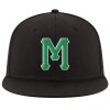 Custom Black Kelly Green-White Stitched Adjustable Snapback Hat