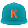 Custom Aqua Orange-White Stitched Adjustable Snapback Hat