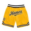Men's Custom Gold Black-White Authentic Throwback Basketball Shorts