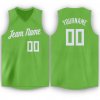 Men's Custom Neon Green White V-Neck Basketball Jersey