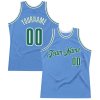 Men's Custom Light Blue Kelly Green-White Authentic Throwback Basketball Jersey