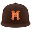 Custom Brown Orange-White Stitched Adjustable Snapback Hat