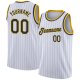 Men's Custom White Navy Pinstripe Navy-Gold Authentic Basketball Jersey