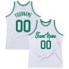 Men's Custom White Kelly Green Authentic Throwback Basketball Jersey