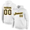 Men's Custom Stitched White Black-Gold Sports Pullover Sweatshirt Hoodie