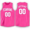 Men's Custom Pink White Round Neck Basketball Jersey